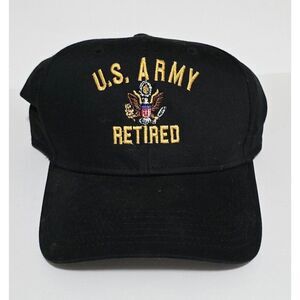 U.S. Army Retired Black Cap Otto Embroidered Adjustable Hat